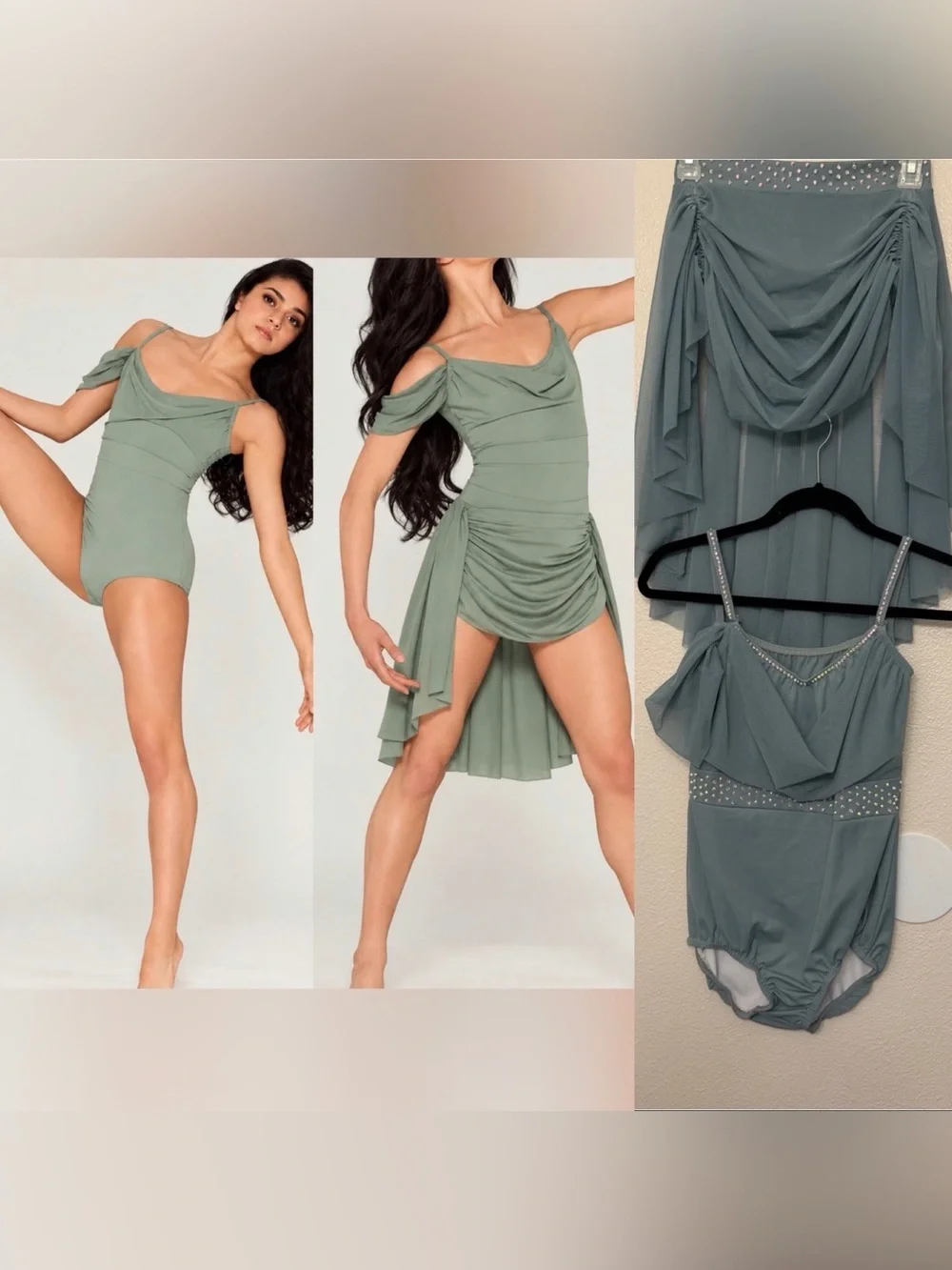 Kelle Dance Solo Costume sage green 2 Piece 5406 4476a WILDFLOWER SA adult